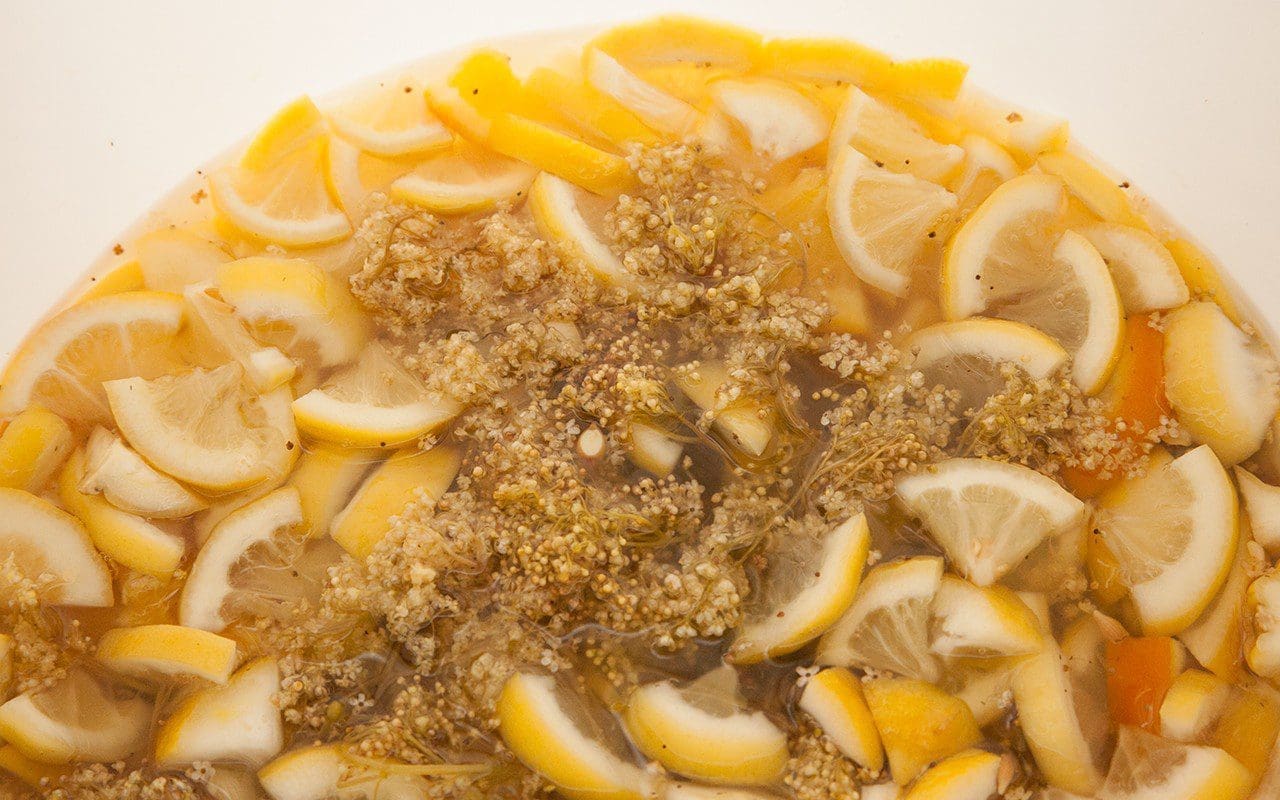 Making elderflower cordial