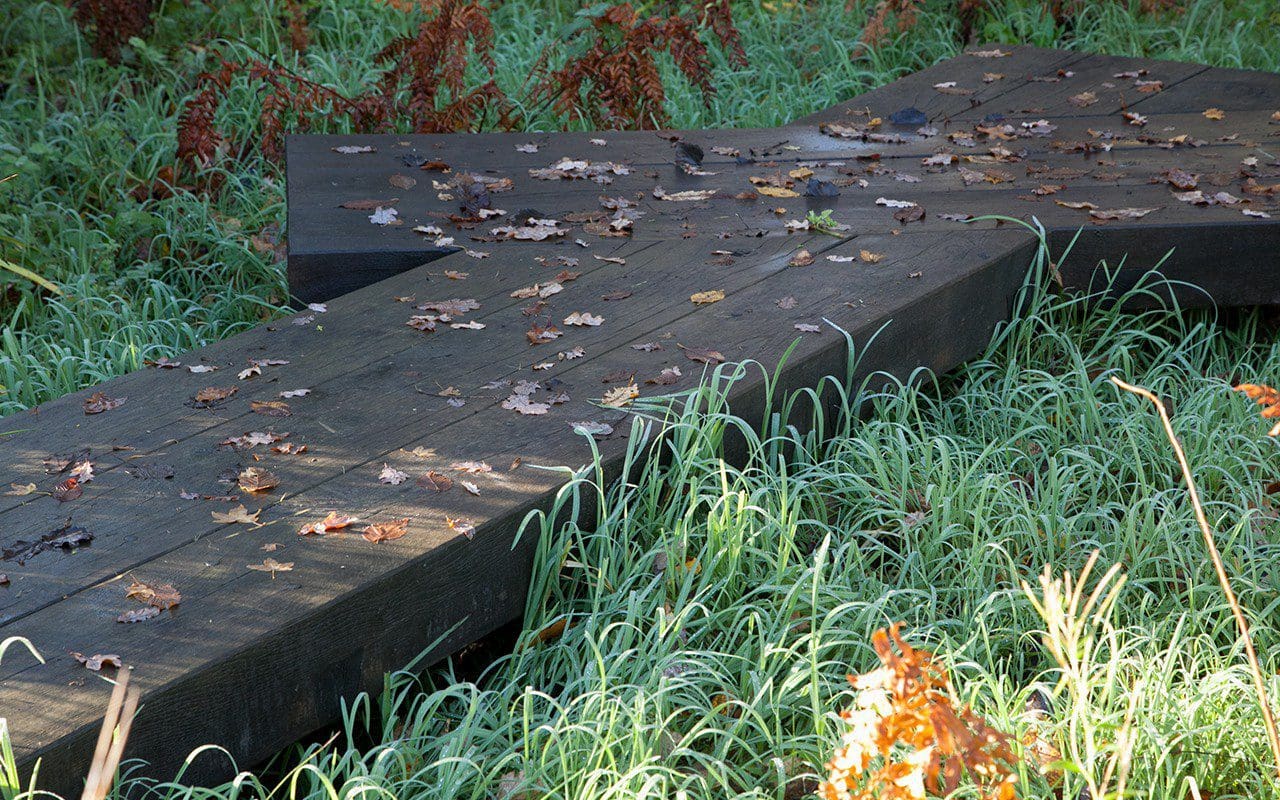 A bridge at Dan Pearson's Somerset property. Photo: Huw Morgan